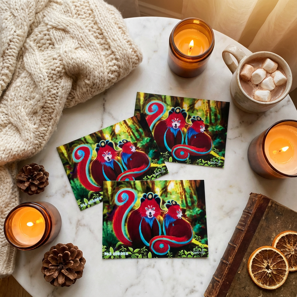 Print 'Pandas rouges' - IMPRESSION CARTE PREMIUM